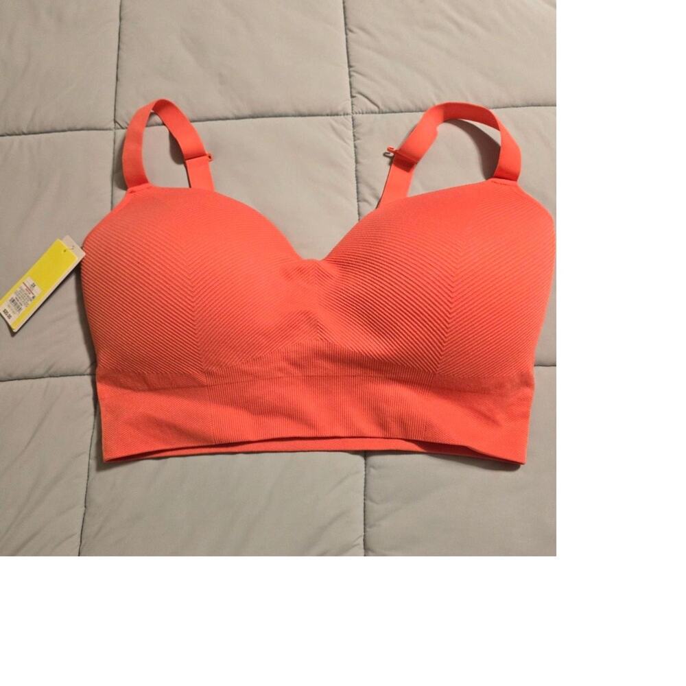 3X Seamless Sports Bra Light Red Ribbed Medium Support